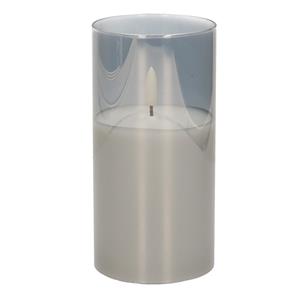 Cepewa 1x stuks luxe led kaarsen in grijs glas D7,5 x H15 cm met timer -