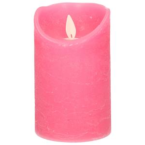 Anna's Collection 1x Fuchsia roze LED kaarsen / stompkaarsen met bewegende vlam 12,5 cm -
