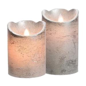 Decoris Led kaarsen combi set 2x stuks zilver 10 en 12 cm -