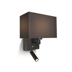 ONE Light Hotel Range - wandspot met schakelaar - 21 x 12 x 32 cm - 3W LED incl. - zwart