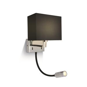 ONE Light Hotel Range - wandverlichting met schakelaar - 17 x 13,5 x 30 cm - 3W LED incl. - chroom en zwart