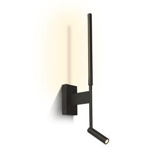 ONE Light Reading Spot - wandspot met schakelaar - 10 x 7 x 51,5 cm - 3W + 6W LED incl. - zwart