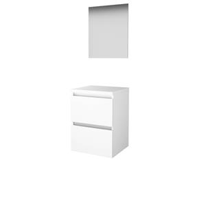 Basic Line Basic-Line Ultimate 46 badkamermeubelset - 50x46cm - greeploos - 2 lades - wastafelblad - Spiegel - verlichting MDF lak Ice White 1813474