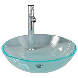 VIDAXL Waschbecken »Waschbecken mit Wasserhahn und Ablaufgarnitur aus gehärtetem Klarglas«