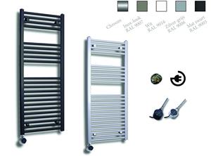 Sanicare elektrische design radiator 110x45cm inox look met thermostaat links chroom