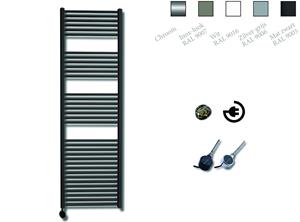 Sanicare elektrische design radiator 170x45cm zwart mat met thermostaat links chroom