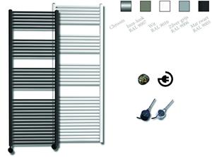 Sanicare elektrische design radiator 170x45cm inox look met thermostaat links zwart