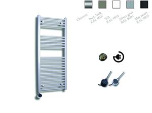 Sanicare elektrische design radiator 110x45cm zilver met thermostaat links chroom