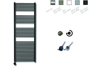 Sanicare elektrische design radiator 170x60cm zwart mat met thermostaat links chroom