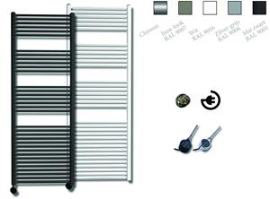 Sanicare elektrische design radiator 170x60cm zilver met thermostaat links chroom