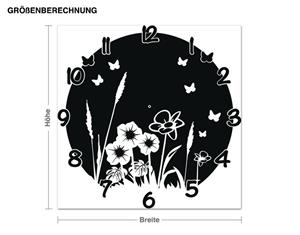 Klebefieber Wandtattoo-Uhr Blumenwiese