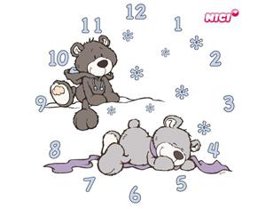 Klebefieber Wandtattoo Kinderzimmer NICI - Winter Bears Uhr