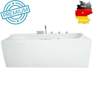 Basera Whirlpool-Badewanne »PREMIUM Indoor Whirlpool Badewanne Palau 177 x 78 cm«, (Komplett-Set), mit 20 Massagedüsen, Heizung, Ozongenerator, Bodenansaugung, Wasserfall, LED-Ambient