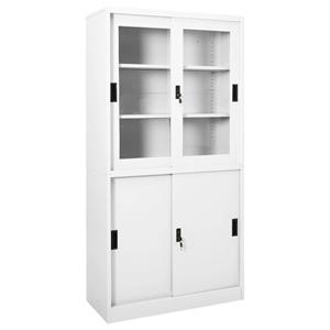 VIDAXL Büroschrank Mit Schiebetüren Weiß 90x40x180 Cm Stahl