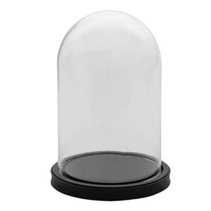 Clayre & Eef Stolp Ã 17*25 cm Zwart Glas, Hout Rond Glazen Stolp