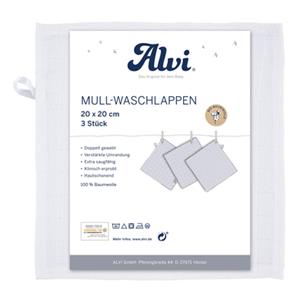 Alvi  Gaasflanel 3-pack wit 20 x 20 cm