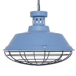 Beliani - Hängeleuchte Blau Metall Glühbirnen-Optik Schirm in Glockenform mit Gitter Maritimes Design Industrie Look Wohn- und Esszimmer - Blau