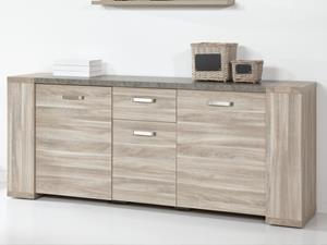 Mobistoxx Dressoir STONAGE 3 deuren 1 lade 205 cm spint eik grijs/marmer