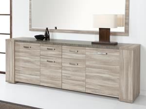 Mobistoxx Dressoir STONAGE 4 deuren 2 lades 225 cm spint eik grijs/marmer