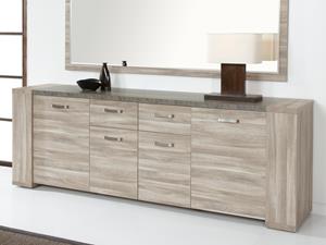 Mobistoxx Dressoir STONAGE 4 deuren 2 lades 250 cm spint eik grijs/marmer