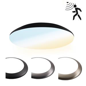HOFTRONIC™ LED Plafondlamp/Plafonniere met Sensor 12W Lichtkleur instelbaar - 1300lm - IK10 - Ø25 cm - Zwart - IP65