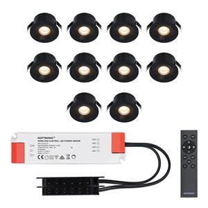 HOFTRONIC™ - 10x Cadiz - Mini 12V LED Downlight schwarz mit Trafo - 3 Watt - Dimmbar - IP44 wasserdicht für den Außenbereich - 2700K Warmweiß - Geringe Einbautiefe 26mm - Fü