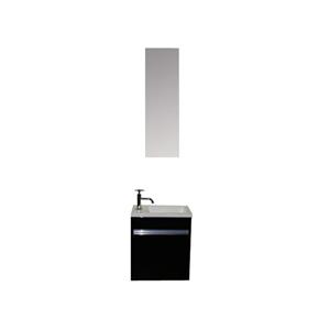 Saniclass Future fonteinkast 40x22cm rechtsdraaiend met spiegel hoogglans zwart sw3052/sw3104/sw3906/