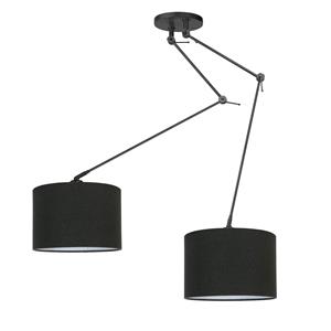 Ylumen Hanglamp Knik 2 lichts met zwarte kappen Ø 40 cm zwart