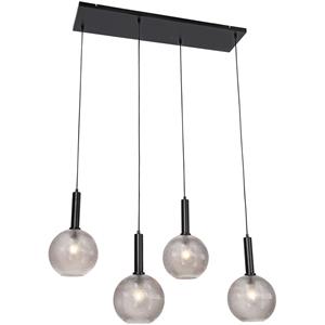 QAZQA Design hanglamp zwart met smoke glas 4-lichts - Chico