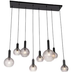 QAZQA Design hanglamp zwart met smoke glas 8 -lichts - Chico