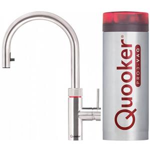 Quooker NL Flex keukenkraan koud, en kokend water inclusief uittrekbare uitloop met PRO3 reservoir RVS 3XRVS