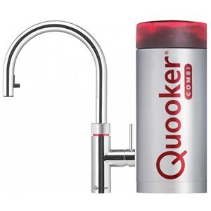 Quooker NL Flex keukenkraan koud, warm en kokend water inclusief uittrekbare uitloop met Combi reservoir chroom 22XCHR