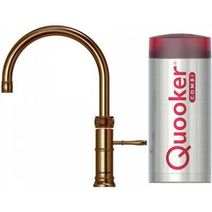 Quooker NL Classic Fusion round kokendwaterkraan opbouw uitloop draaibaar met Combi+ reservoir messing patina 22+CFRPTN