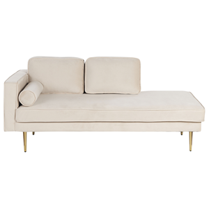 beliani Chaiselongue Samtstoff beige linksseitig goldenes Gestell Modern Miramas - Beige