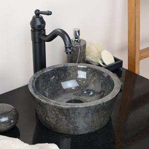 Wohnfreuden Aufsatzwaschbecken »Marmor Waschbecken MINIJAYA 30 cm schwarz rund« (Kein Set), 7_39742