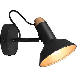 Trio Roxie Opbouwspot/wandlamp 1 lichts zwart - Eigentijds Modern - 2 jaar garantie