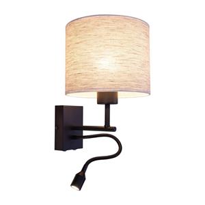 Euluna Wandlamp Boho met leesarm, zwart/beige