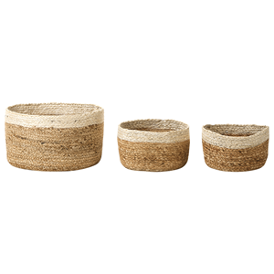 beliani Set aus 3 handgefertigten natürlichen Jutekörben Tajori - Natürlich