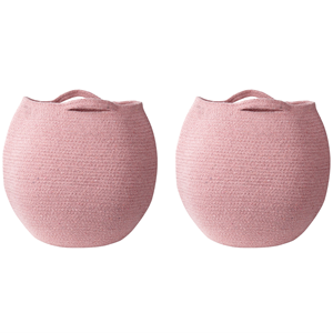 beliani Set aus 2 Aufbewahrungskörben Rosa Baumwolle 20 x 30 cm Handgeflochtene Behälter - Rosa