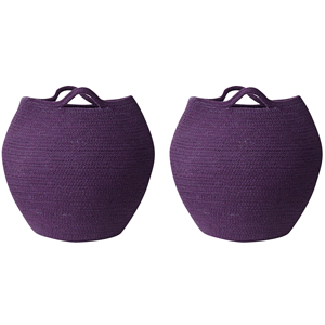 beliani Set aus 2 Aufbewahrungskörben violett Baumwolle 20 x 30 cm Handgeflochtene Behälter - Violett