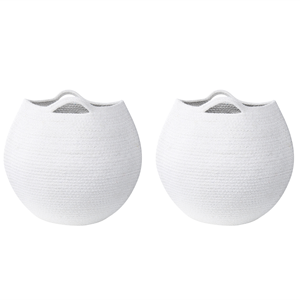 beliani Set aus 2 Aufbewahrungskörben weiß Baumwolle 20 x 30 cm Handgeflochtene Behälter - Weiß
