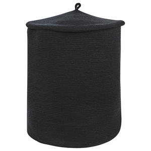 Beliani - Baumwollkorb schwarz mit Deckel zur Aufbewahrung von Zubehör im Boho-Stil - Schwarz