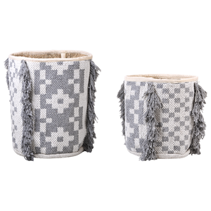 beliani Set aus 2 Aufbewahrungsbehältern aus Baumwolle in Weiß und Grau 40/45 cm Höhe Körbe Zubehör Dekoration Boho - Grau