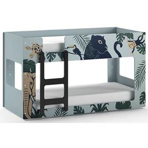 Vipack Spielbett "Lucca", in Dschungel-Optik, mit Leiter und Fensterausschnitten, MDF lackiert