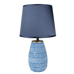 Clayre & Eef Tafellamp Ã 20x35 cm Blauw Wit Keramiek Rond Bureaulamp