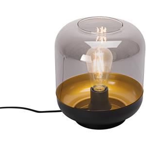 QAZQA Design tafellamp zwart met goud en smoke glas - Kyan
