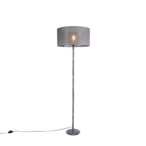 QAZQA Stehlampe grau mit grauem Schirm 50 cm - Simplo