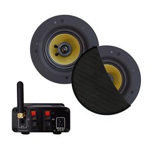 Aquasound Bluetooth-Audio Versterker  Airplay + DLNA 30W Inclusief Speakerset  Rumba 116 mm Mat Zwart 