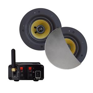 Aquasound Bluetooth-Audio Versterker  Airplay + DLNA 30W Inclusief Speakerset  Rumba 116 mm Mat Chroom 
