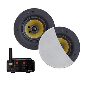 Aquasound Bluetooth-Audio Versterker  Airplay + DLNA 50W Inclusief Speakerset  Rumba 120 mm Wit 